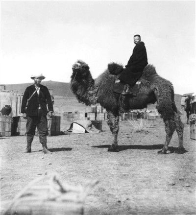 上世纪二三十年代，黄文弼骑骆驼在西北考察
