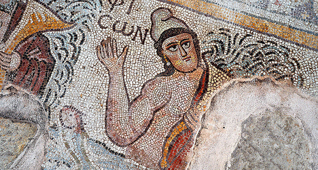 Mosaics found during excavations at the ancient city of Hadrianopolis in northern Turkey. (AA Photo)