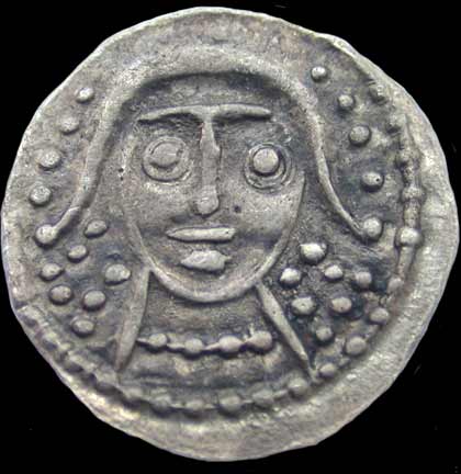 A photo of an Anglo-Saxon coin found by archaeologists at an excavation site in Louth