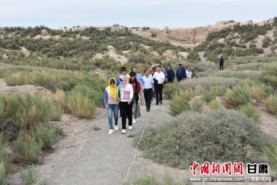 图为游客体验锁阳城穿城之旅。 图为游客体验锁阳城穿城之旅。
