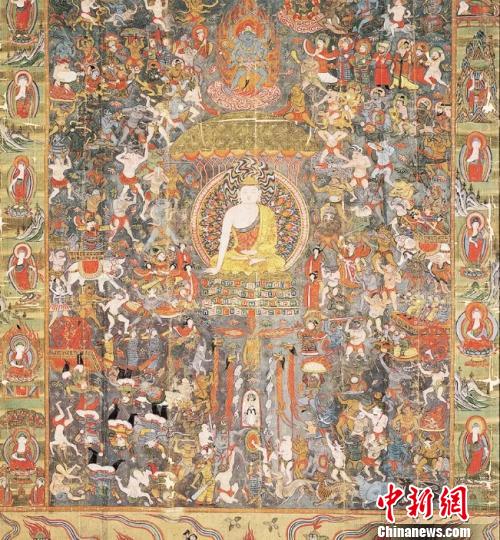 图为敦煌藏经洞出土的《降魔成道图》，现于法国吉美博物馆收藏。敦煌研究院供图