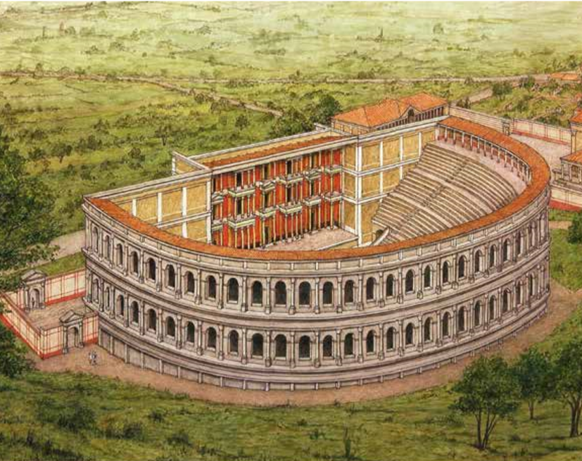 罗马剧院,位于德国特里尔,约公元200年。此图为复原图。