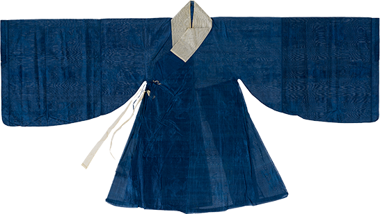 蓝色暗花纱袍
