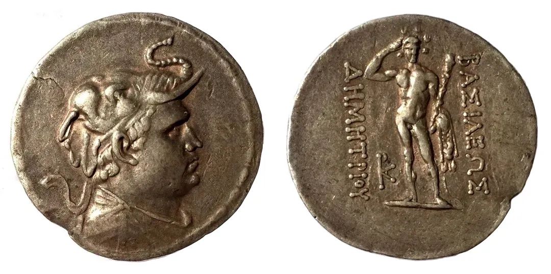 印度-希腊王朝 德米特里乌斯一世4德拉克马银币