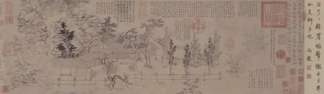元 倪瓒(款)《狮子林图》(画心部分)卷 纸本水墨 纵28.3厘米 横392.8厘米 故宫博物院藏