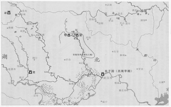 西周早期曾国疆域及周边诸国位置图