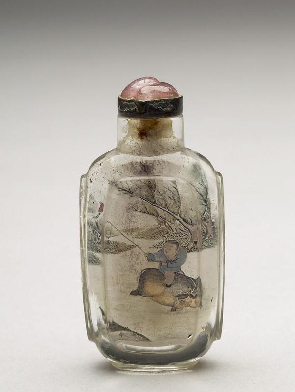 清  周乐元 水晶内绘渔牧图鼻烟壶 台北故宫博物院
