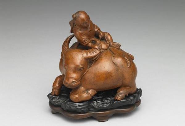 清 雕竹根牧童卧牛 台北故宫博物院