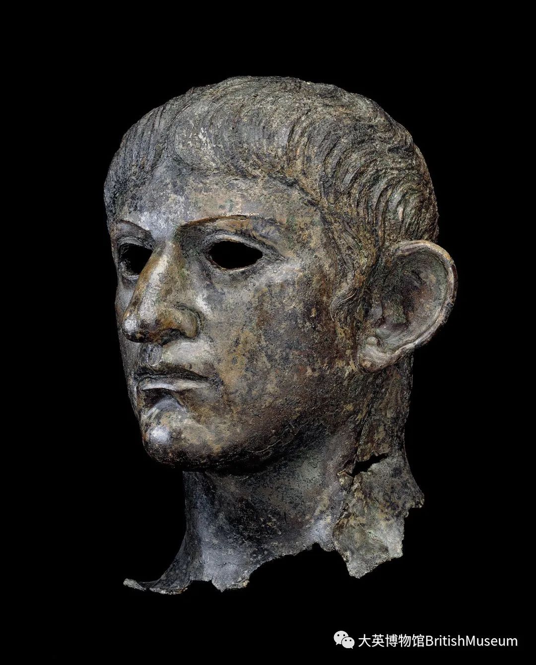 罗马帝国皇帝尼禄或克劳狄铜头像，公元1世纪，发现于萨福克郡（Suffolk）萨克斯曼德姆（Saxmundham）附近的阿尔德河（River Alde）