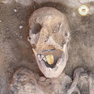 Mummy with a gold tongue found in Egypt