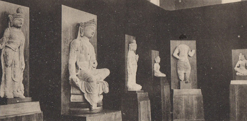 山中商会“世界古美术展观会”(1932年)会场上的天龙山石窟造像