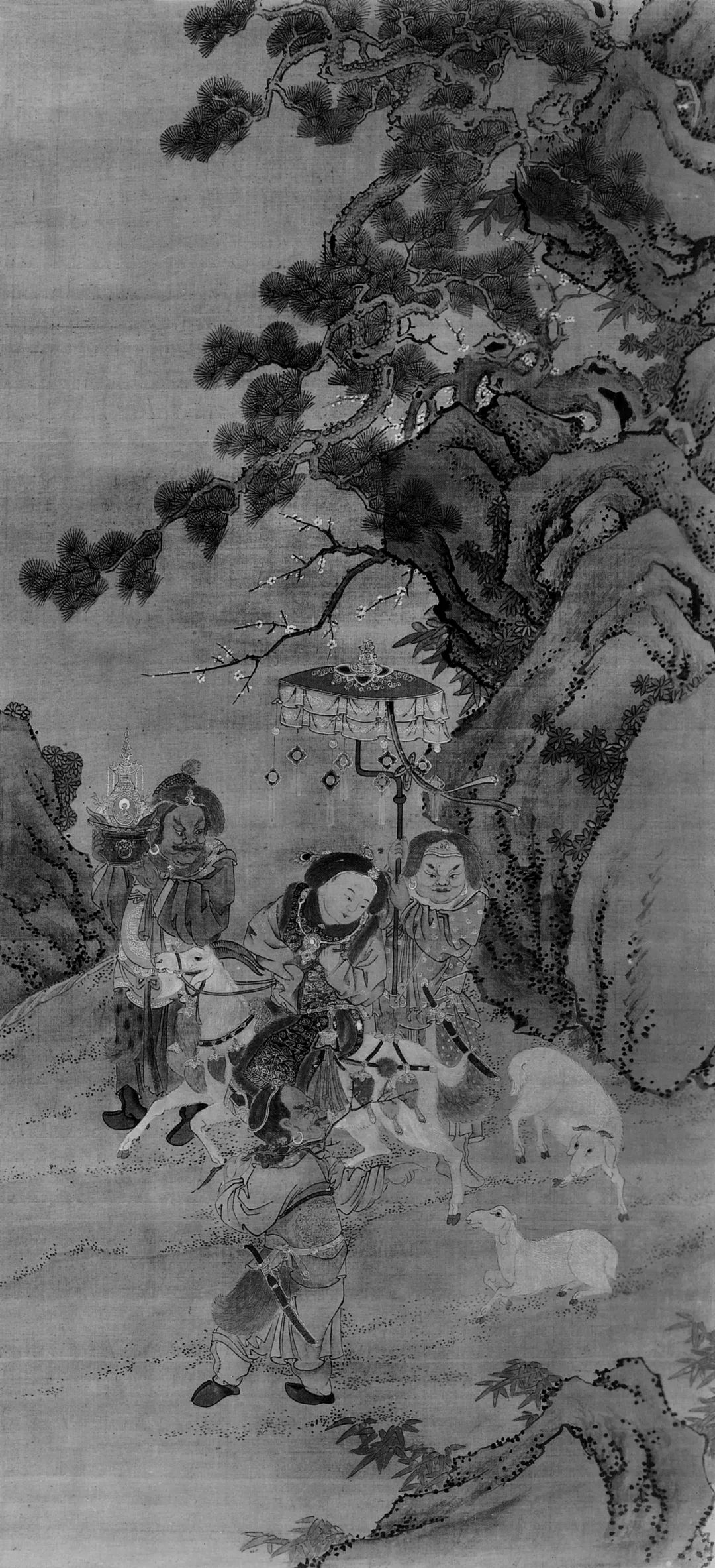 佚名 元人画冬景戏婴图 绢本设色 纵126.5厘米 横60.8厘米 台北故宫博物院藏
