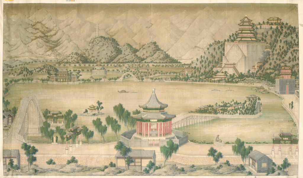 颐和园风景图轴 晚清