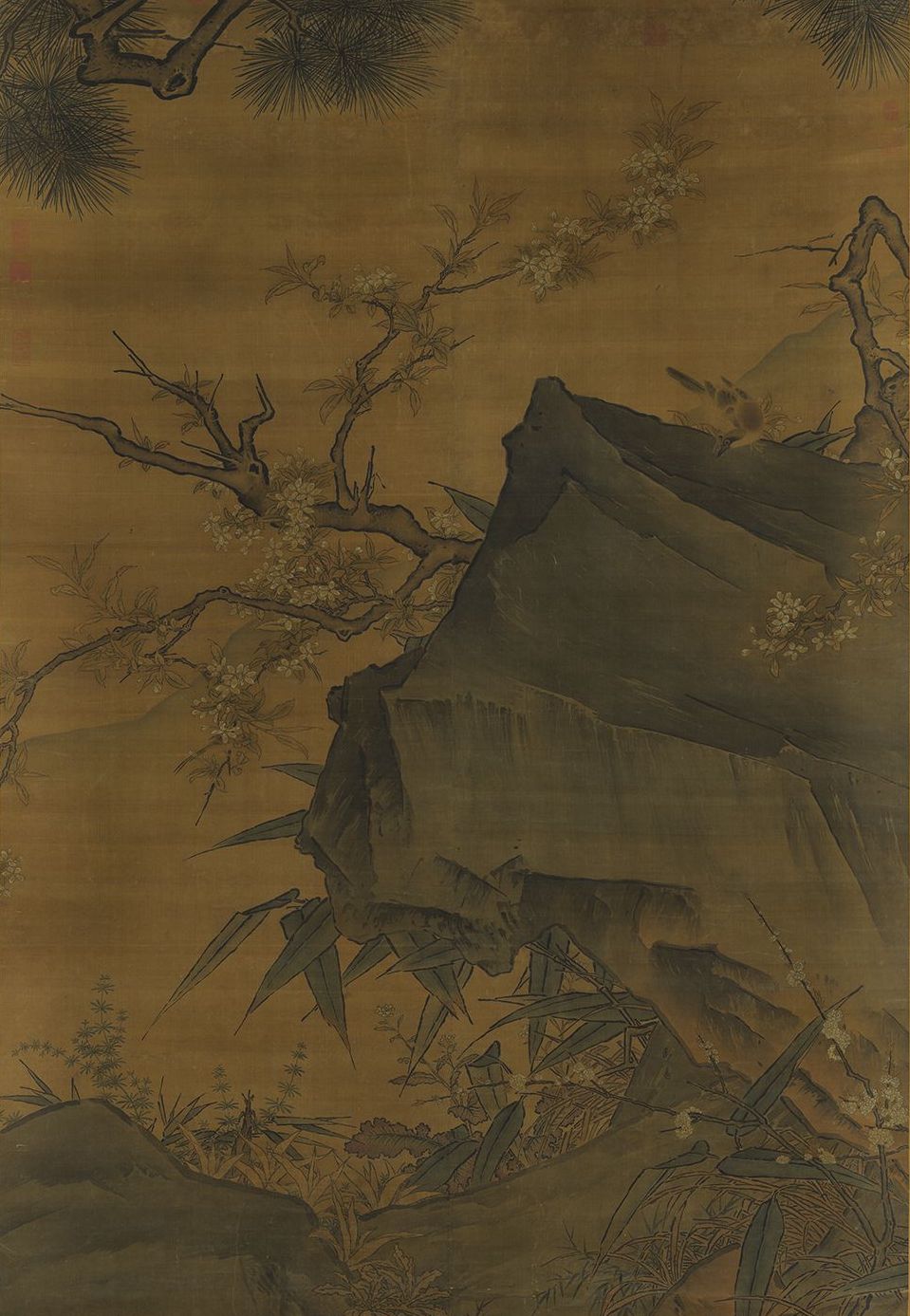 宋马远《画梨花山鸟》轴 台北故宫博物院藏