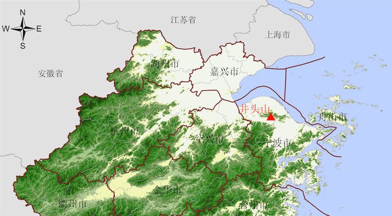 井头山遗址地理位置图