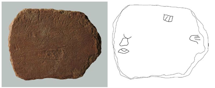 公元前2千纪初期，埃及西奈，Serabit el-Khadem，石碑；图片来源：Joseph Lam, “The Invention and Development of the Alphabet,” in Visible Language: Inventions of Writing in the Ancient Middle East and Beyond, edited by Christopher Woods (Chicago: The Oriental Institute, 2010), pp. 189–195.