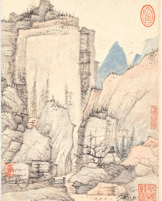 渐江《书画合璧册》(局部)