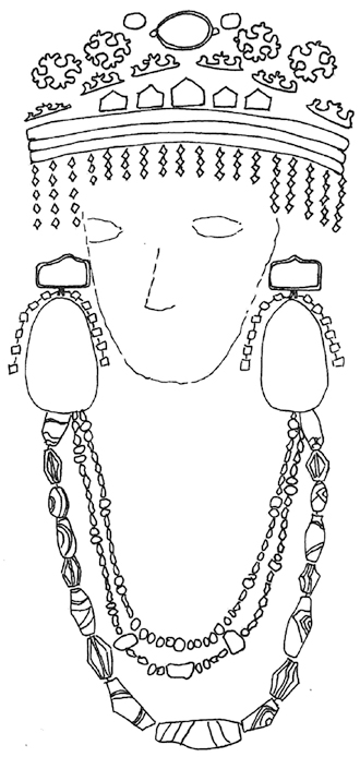 图1 包含草原耳环的头饰复原图