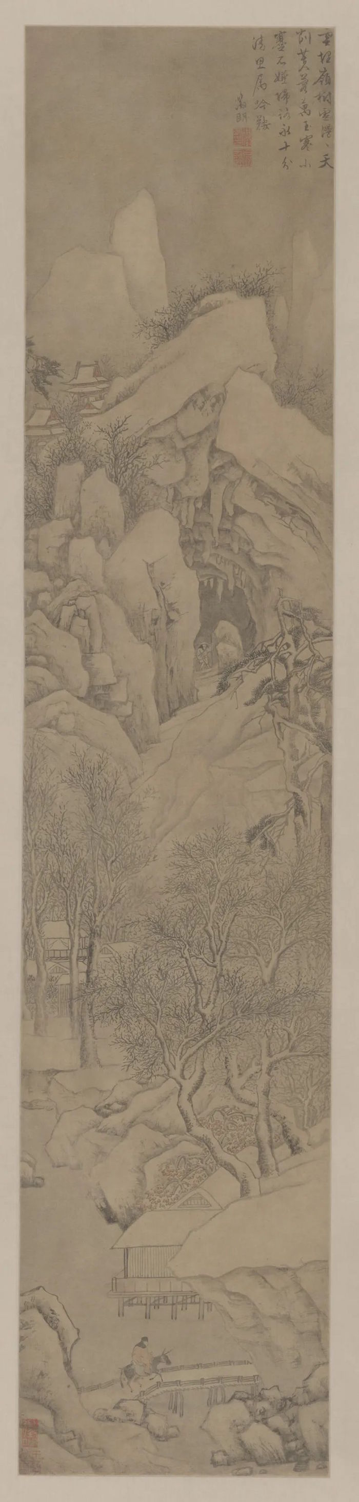 明，文徵明《雪景山水轴》，故宫博物院藏