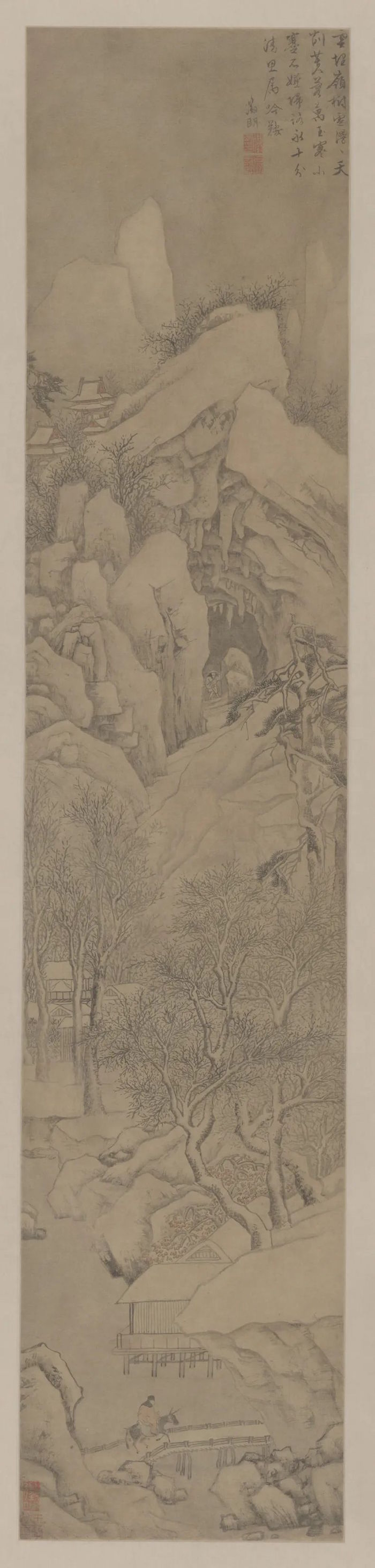 明,文徵明《雪景山水轴》,故宫博物院藏
