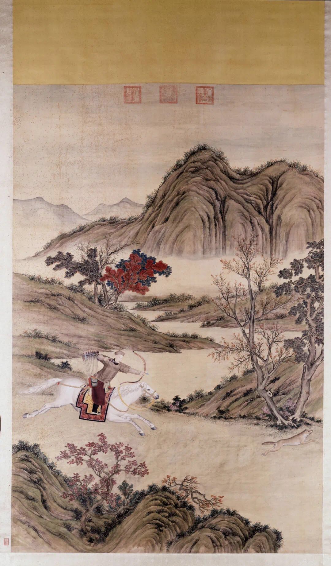 清人画弘历射狼图像轴,故宫博物院藏