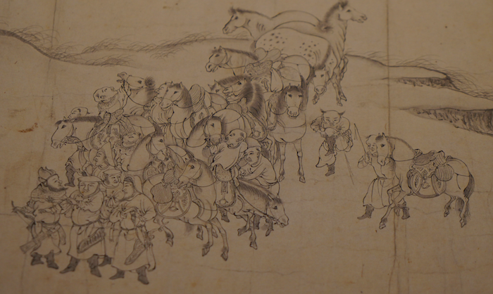 元陈及之《便桥会盟图》中几个比较有张力的画卷部分以及树木的绘法