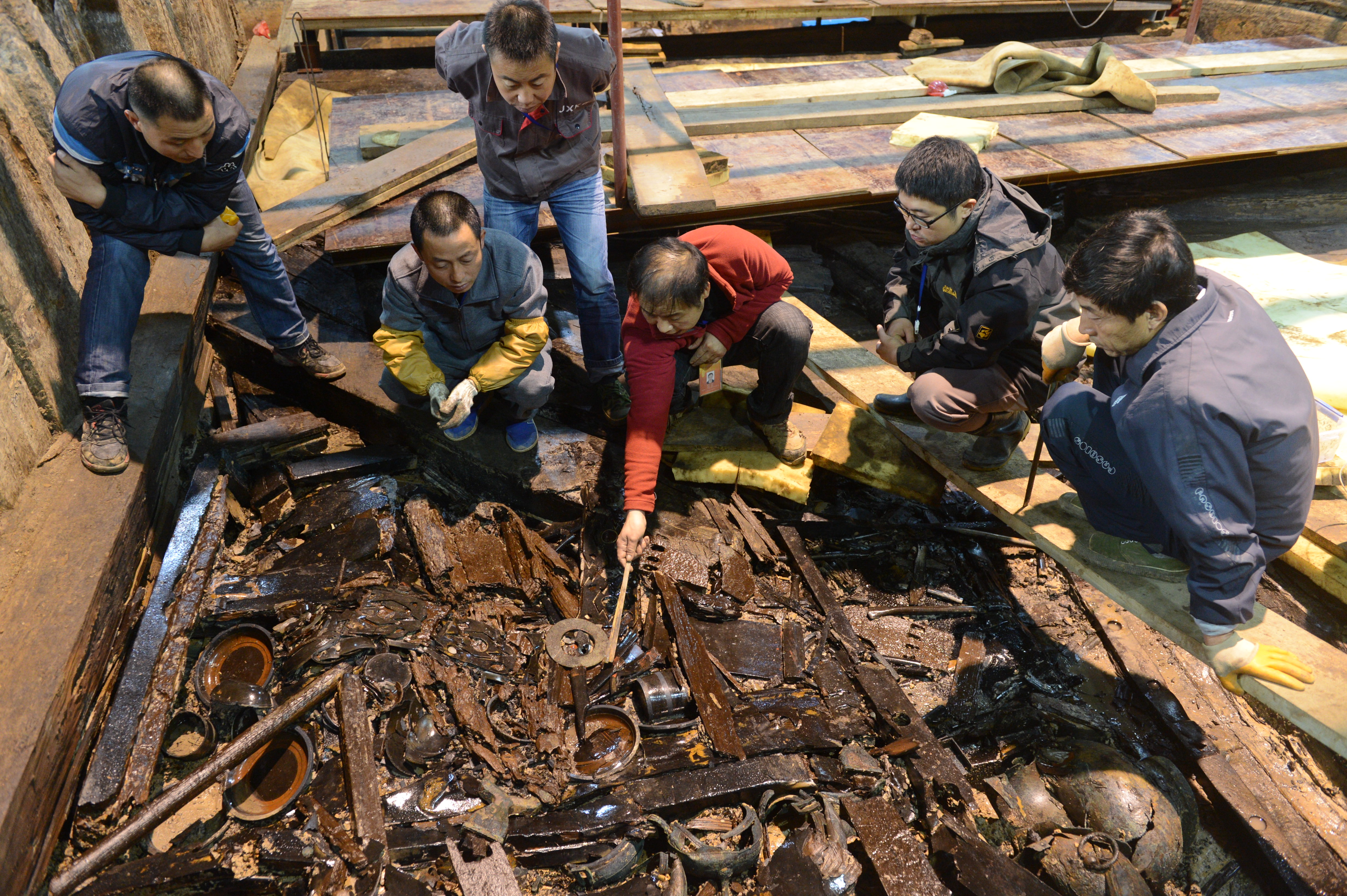 西汉海昏侯刘贺墓考古现场