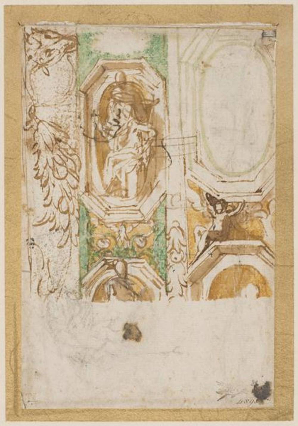 ​​​《教堂拱顶装饰设计》（Details of a decorative scheme for the eastern vault of the Madonna della Steccata），Parmigianino, 约1531-1539, 意大利帕尔马 © Victoria and Albert Museum, London