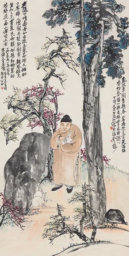 清 王震 庞虚斋抱兔图轴 上海博物馆藏