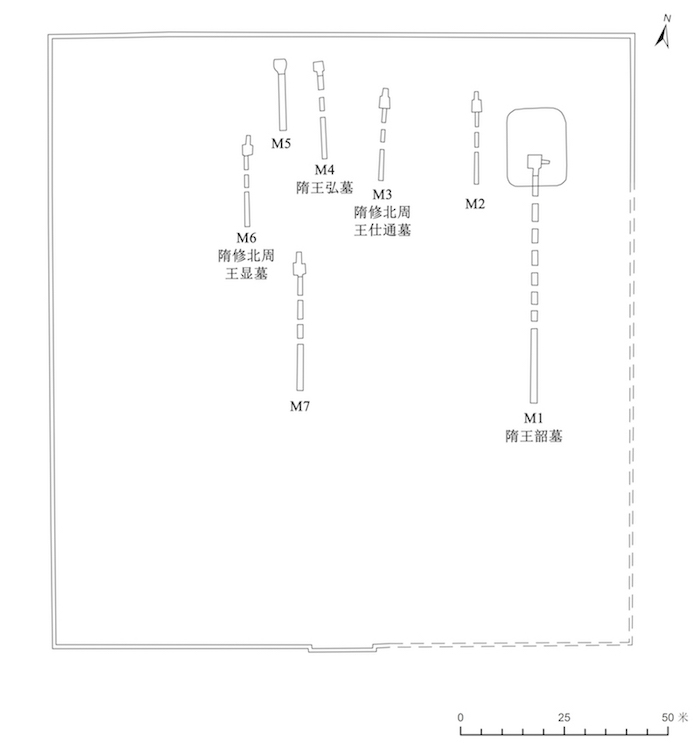 隋王韶家族墓园分布图