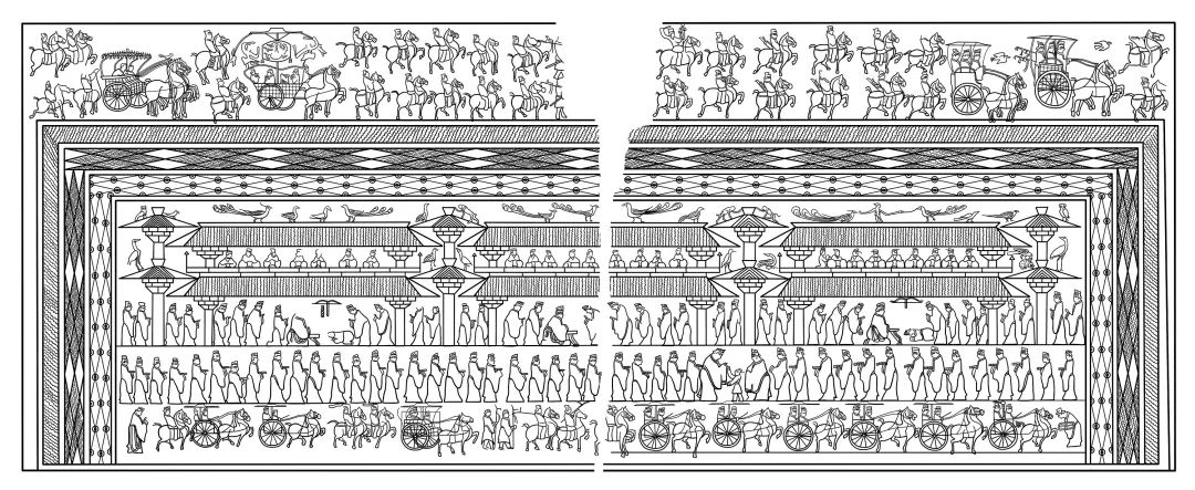图10:孝堂山石祠北壁内画像线描图
