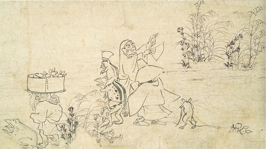 鸟兽戏画断简（美秀本），平安时代（12世纪），滋贺美秀美术馆藏