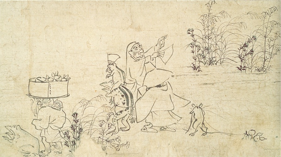 鸟兽戏画断简(美秀本),平安时代(12世纪),滋贺美秀美术馆藏
