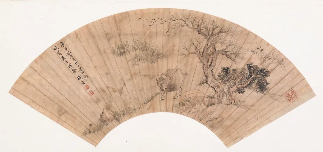 清 杨晋 《牧牛图》扇页