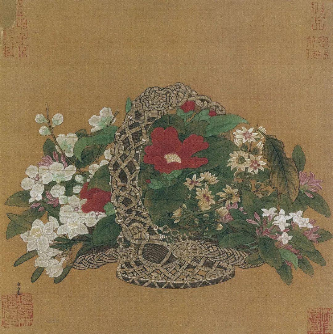 (宋)李嵩 花篮图(冬花册) 绢本设色 台北故宫博物院藏