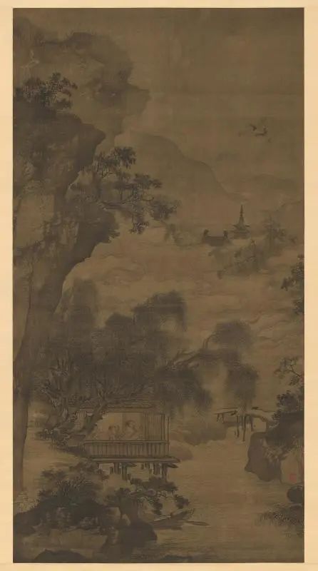 吴伟,《深山观鹤图》,明中期(1459-1508),立轴,绢本水墨