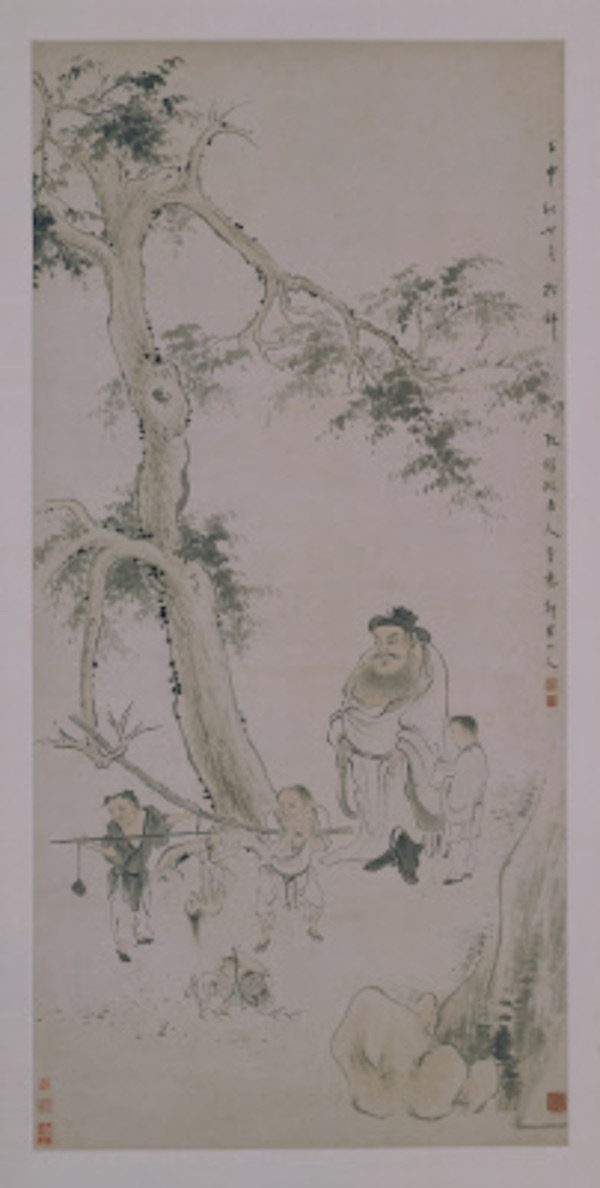 华喦《钟馗秤鬼图》轴,清乾隆,华喦绘,纸本,设色,纵137厘米,横66.8厘米