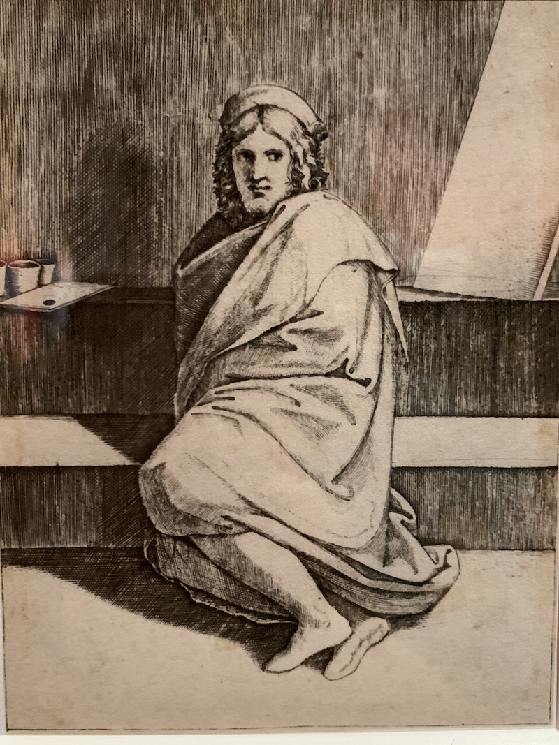 学徒马坎托尼奥·雷蒙迪 刀刻 《在工作室的拉斐尔肖像》