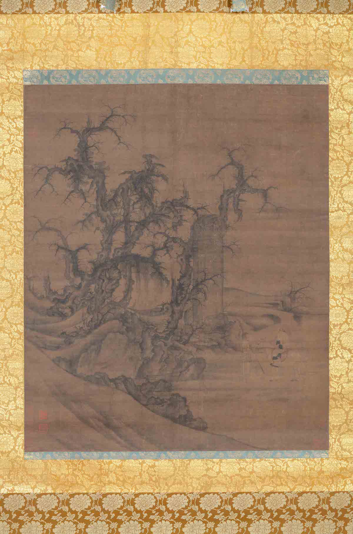 宋 李成 王晓《读碑窠石图》轴 大阪市立美术馆藏