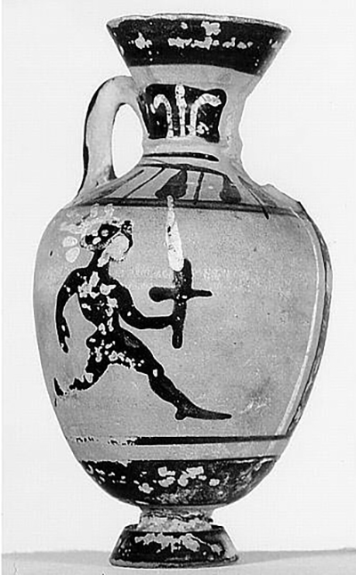 持火炬的运动员图样双耳尖底瓮,雅典,公元前400年至公元前375年, 藏于卢浮宫博物馆