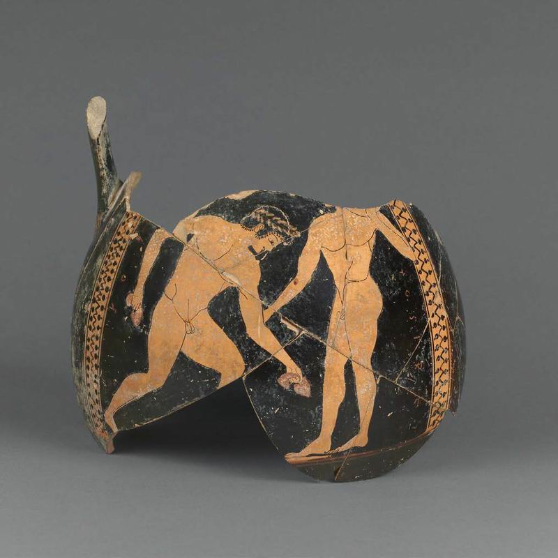 训练中的运动员图样双耳瓮,雅典,公元前510年至公元前515年,藏于卢浮宫博物馆