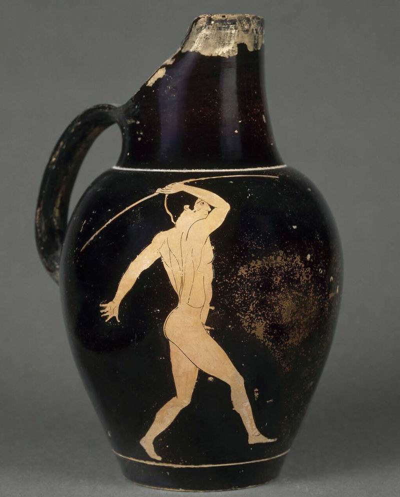 掷标枪图样酒坛,雅典,公元前450年,藏于卢浮宫博物馆