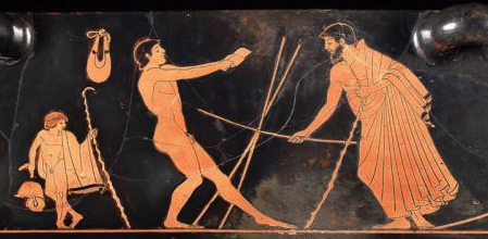 Details- Bowl (dinos) depicting athletes training, Manner of the Dinos Painter, Greek, Classical Period, about 430–420 B.C. Place of Manufacture- Greece, Attica, Athens, Ceramic, Red Figure