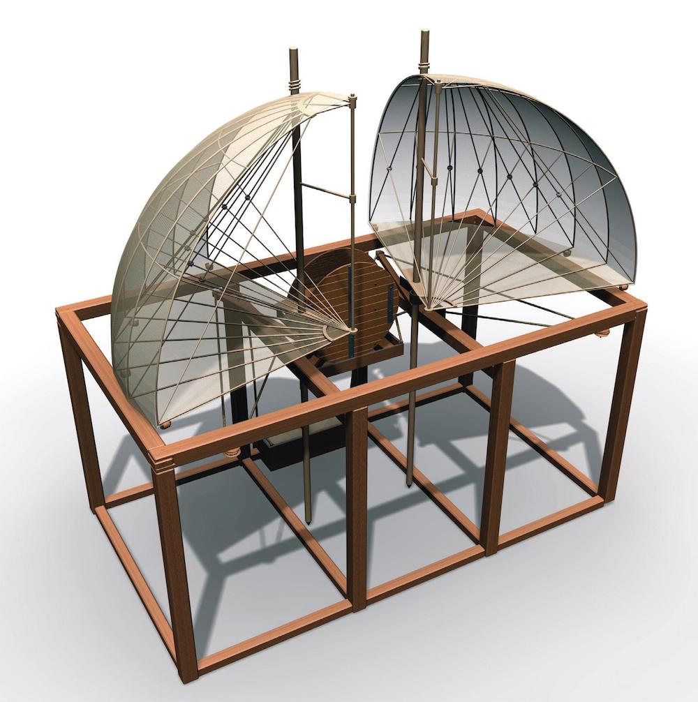 《俄耳甫斯》舞台布景的主要组成部分，通过电脑图像和3D技术再现达·芬奇设计原稿。