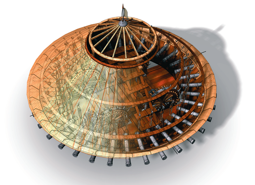 装甲车半透明图，能看见复杂的内部结构和一部分的构件。