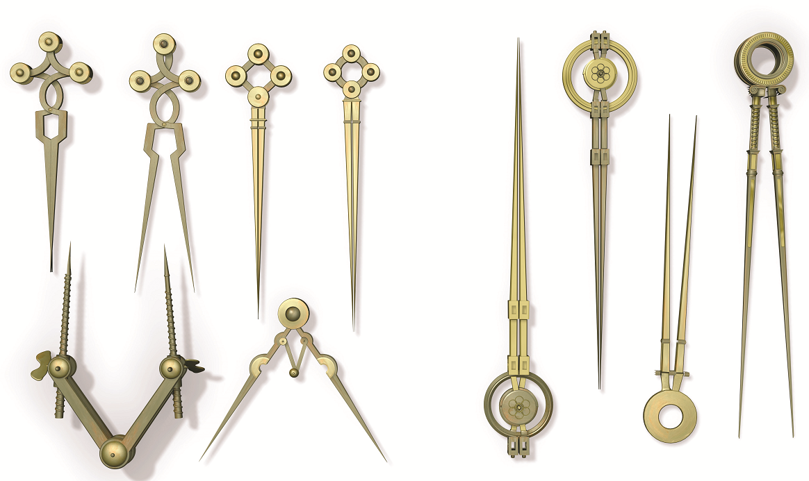 达· 芬奇设计的圆规复原图。