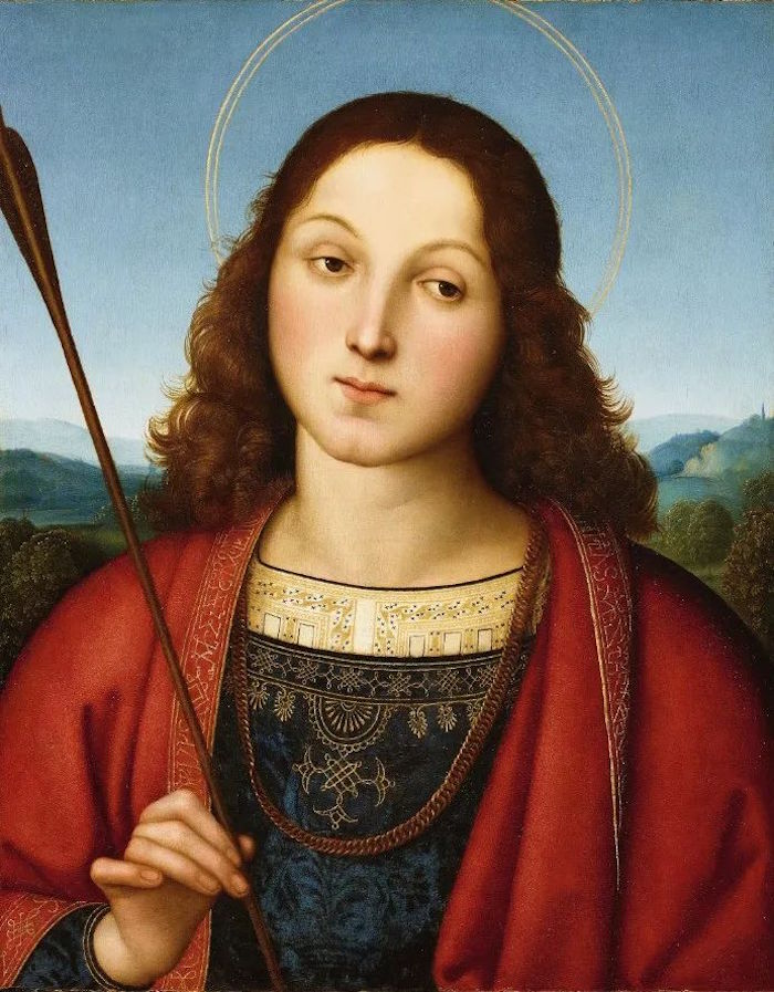 《圣塞巴斯蒂安》 拉斐尔·桑西 1502年 木板上的蛋彩油画 ©Fondazione Accademia Carrara, Bergamo