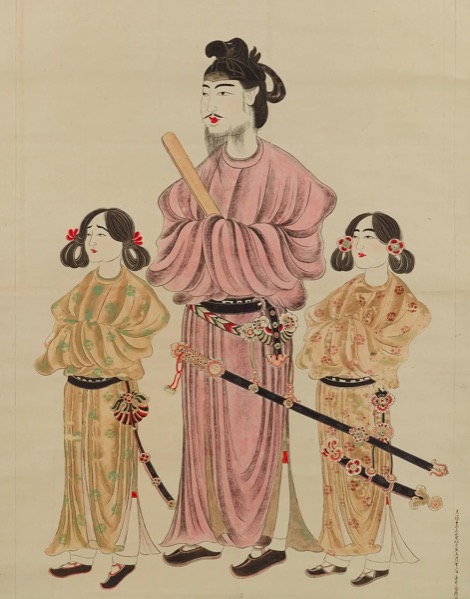 狩野养信，《圣德太子二王子像》（摹本），江户时代，1842年，东京国立博物馆藏