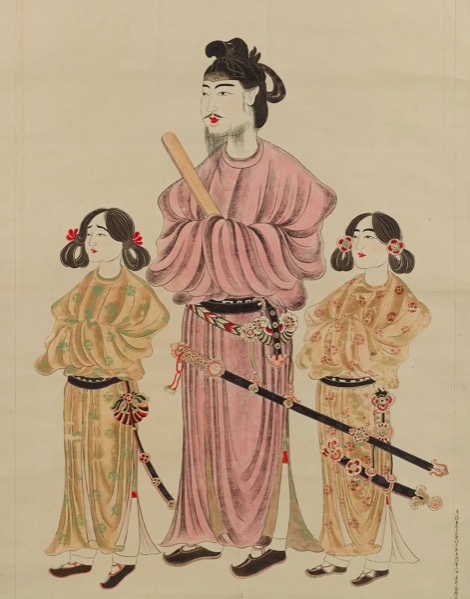 狩野养信,《圣德太子二王子像》(摹本),江户时代,1842年,东京国立博物馆藏