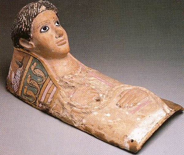 图一 石膏木乃伊面具，公元140-190，长58.5厘米，宽27.4厘米，高30厘米，大都会博物馆12.182.46